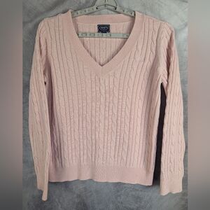 Chaps XL Caple Knit V-Neck Sweater Pink Super Condition